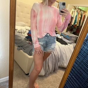 Pink tie dyed long sleeve tee